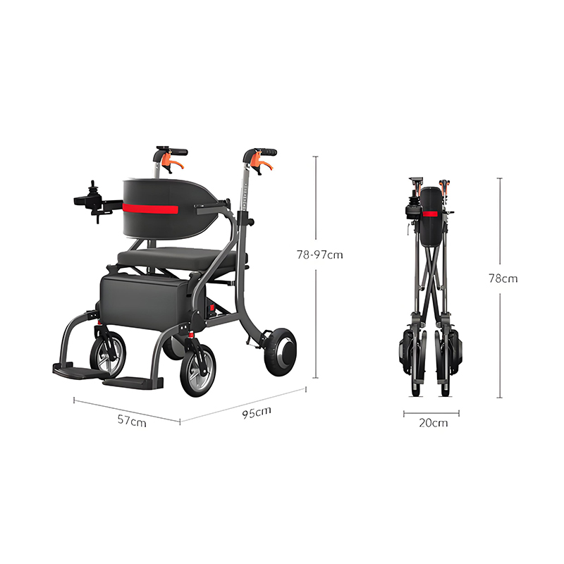 Электрическая инвалидная коляска-ходунки-роллатор 3 в 1 YSW7014 с электромагнитными тормозами (3)